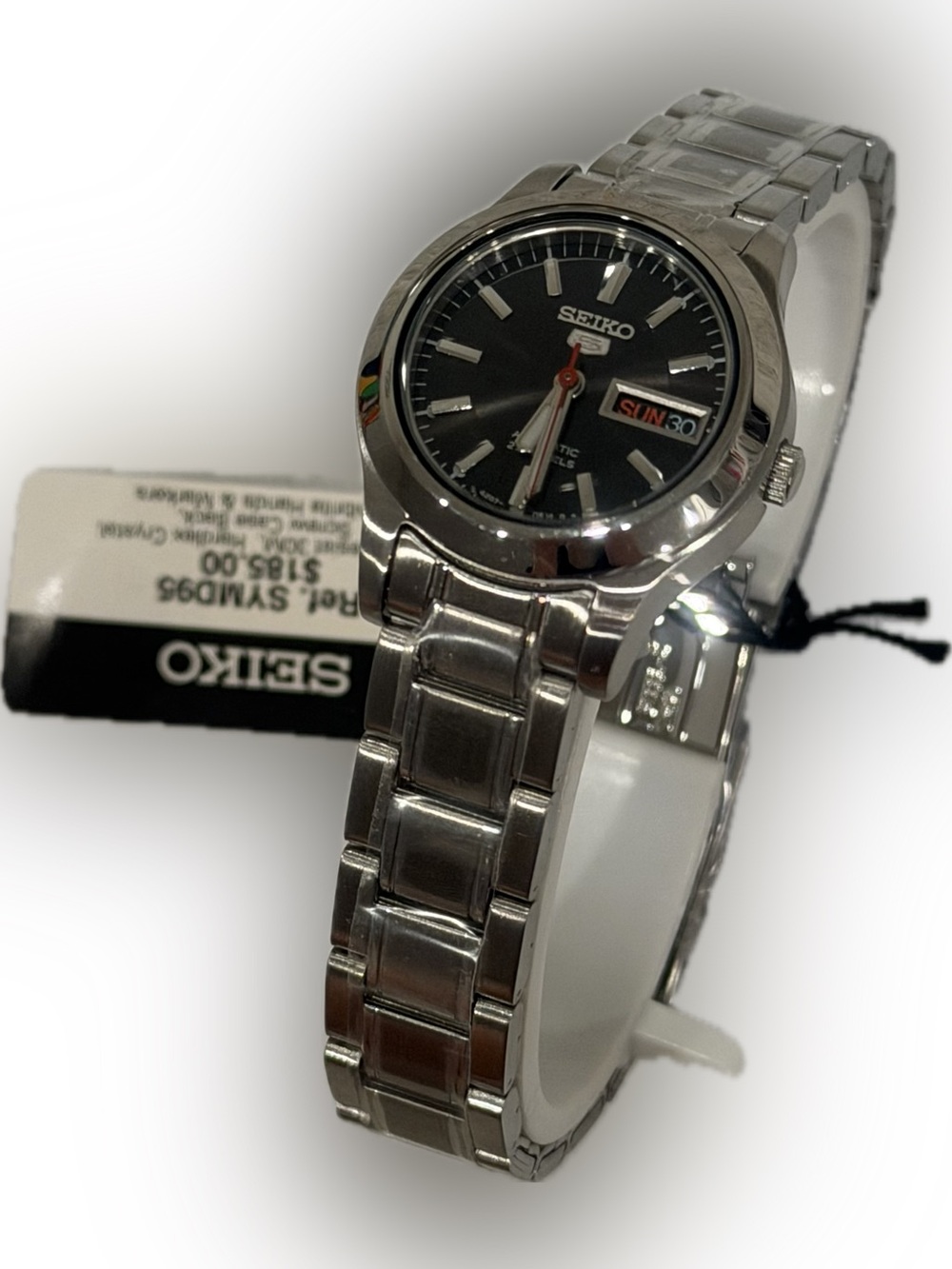 SEIKO 5 AUTOMATIC BLACK DIAL STAINLESS-STEEL LADIES WATCH SYMD95 - Picture 4 of 7